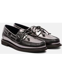 Brunello Cucinelli - Monili Metallic Leather Boat Shoes - Lyst