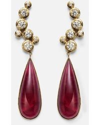 Octavia Elizabeth - Floating Nesting Gem 18Kt Drop Earrings With Diamonds And Rubellites - Lyst