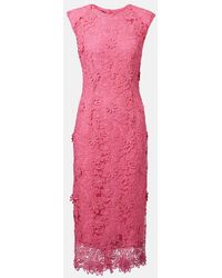 Monique Lhuillier - Midikleid Hibiscus Aus Spitze - Lyst