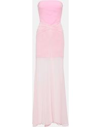 David Koma - Tulle-trimmed Ruched Bustier Gown - Lyst