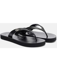 Gucci - Mila Double G Leather Thong Sandals - Lyst