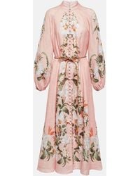 Zimmermann - Robe longue Lexi en lin a fleurs - Lyst