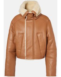 Victoria Beckham - Lederjacke Mit Shearling - Lyst