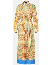 Etro - Vestido Midi De Algodon Y Seda Estampado - Lyst