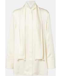 Jil Sander - Scarf-Detail Satin Shirt - Lyst