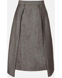Brunello Cucinelli - Wool And Linen-Blend Midi Skirt - Lyst