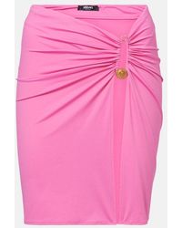 Versace - Safety Pin Gathered Jersey Miniskirt - Lyst