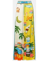 ALÉMAIS - Paradiso Printed Silk Wide-Leg Pants - Lyst