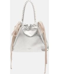 Jimmy Choo - Drawstring Mini Embellished Leather Shoulder Bag - Lyst