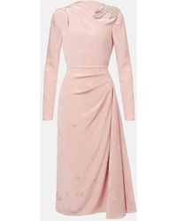 Erdem - Draped Silk And Cotton Midi Dress - Lyst