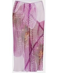 Dries Van Noten - Jupe Midi Imprimee En Soie - Lyst