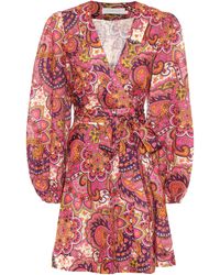 Zimmermann Wickelkleid Fiesta aus Leinen - Pink