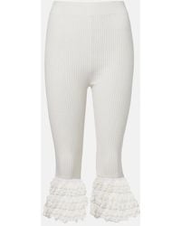 Ganni - Crochet-Trimmed Ribbed Cotton-Blend Capri Pants - Lyst