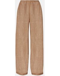 Leset - Stella Sequined Linen-Blend Wide-Leg Pants - Lyst