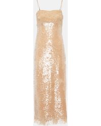 SIMKHAI - Valentina Lace-trimmed Sequined Slip Dress - Lyst