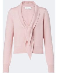 Oscar de la Renta - Tie-Neck Virgin Wool Cardigan - Lyst