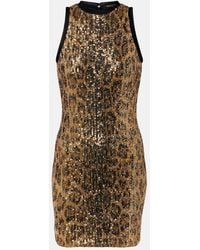 Roberto Cavalli - Sequined Leopard-Print Minidress - Lyst