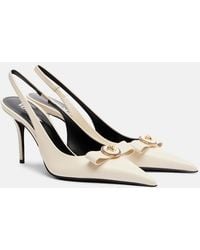 Versace - Gianni Ribbon 85 Leather Slingback Pumps - Lyst
