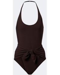 Alaïa - Draped Halterneck Swimsuit - Lyst