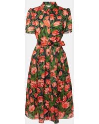 Carolina Herrera - Floral Silk Shirt Dress - Lyst