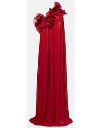 Costarellos - Charmain Ruffled Georgette Lame Gown - Lyst