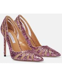 Aquazzura - The Spy 105 Glitter Mesh Pumps - Lyst