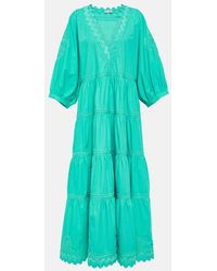 Juliet Dunn - Tiered Cotton Poplin Maxi Dress - Lyst