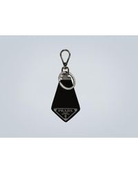 Prada - Leather Key Ring With Logo - Lyst