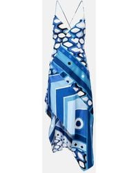 PUCCI - Vivara Asymmetric Silk Satin Midi Dress - Lyst