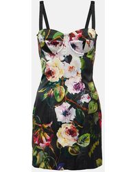 Dolce & Gabbana - Vestido corse corto de saten floral - Lyst