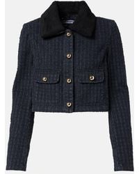 Self-Portrait - Embellished Cropped Denim Jacket - Lyst