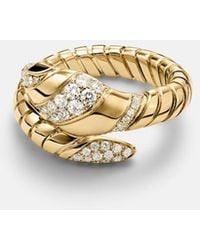 BVLGARI - Serpenti Tubogas 18Kt Ring With Diamonds And Onyx - Lyst