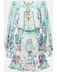 CAMILLA - Crystal-Embellished Silk Minidress - Lyst