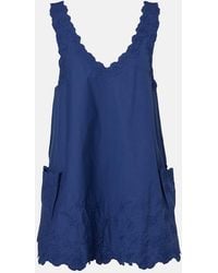 Juliet Dunn - Floral Embroidered Cotton Poplin Minidress - Lyst