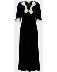 RIXO London - Simone Lace-Trimmed Velvet Midi Dress - Lyst