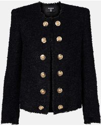 Balmain - Textured Jacket With Button Accents - Lyst