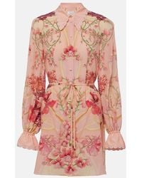 CAMILLA - Embellished Floral Silk Shirt Dress - Lyst
