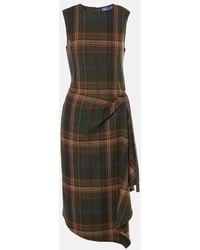 Polo Ralph Lauren - Plaid Wool-Blend Midi Dress - Lyst