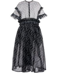 Noir Kei Ninomiya Pleated Tulle Midi Dress - Black