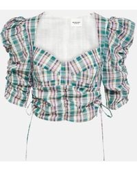 Isabel Marant - Galaor Checked Cotton Crop Top - Lyst