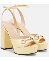 Gucci - Horsebit 85 Leather Platform Sandals - Lyst