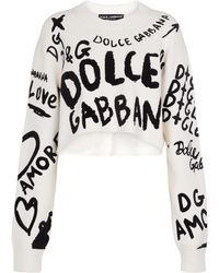 Dolce & Gabbana Pull en laine à logo - Blanc