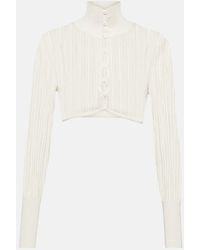 Alaïa - Ribbed-Knit Cropped Cardigan - Lyst