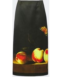 Dries Van Noten - Printed Satin Midi Skirt - Lyst