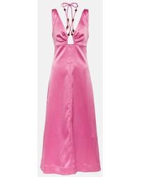 Ganni - Double Satin Halter Neck Maxi Dress - Lyst