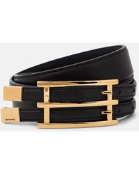 Etro - Double Buckle Slim Leather Belt - Lyst