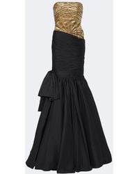 La Fuori - Gilded Geo Draped Sequined Bustier Gown - Lyst