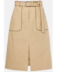 Dries Van Noten - Belted Cotton Poplin Midi Skirt - Lyst