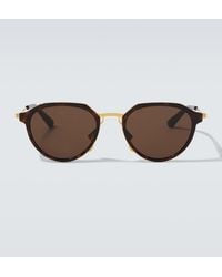 Bottega Veneta - Thin Triangle Round Sunglasses - Lyst