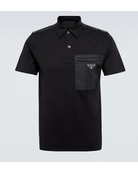 Prada - Nylon-paneled Cotton Polo Shirt - Lyst